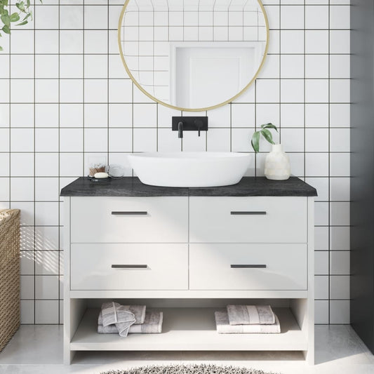 vidaXL Bathroom Countertop Dark Grey 120x50x(2-4) cm Treated Solid Wood
