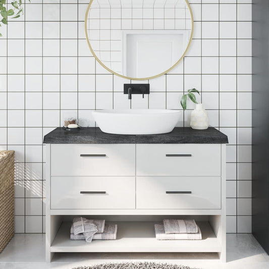 vidaXL Bathroom Countertop Dark Grey 120x50x(2-6) cm Treated Solid Wood