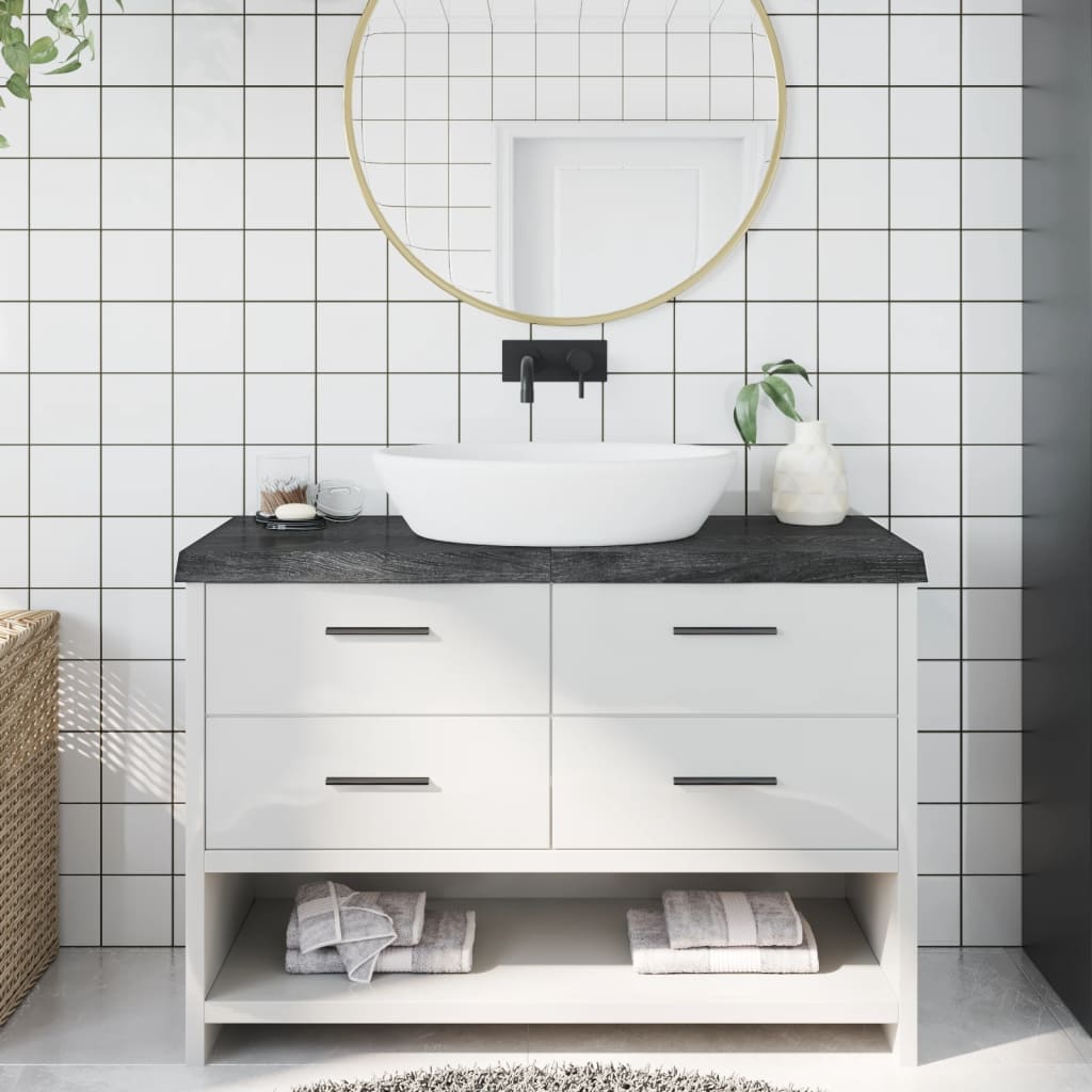 vidaXL Bathroom Countertop Dark Grey 120x60x(2-6) cm Treated Solid Wood