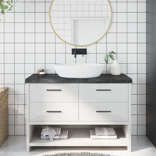 vidaXL Bathroom Countertop Dark Grey 120x60x(2-6) cm Treated Solid Wood
