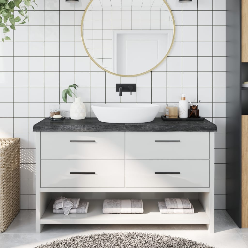 vidaXL Bathroom Countertop Dark Grey 140x40x(2-6) cm Treated Solid Wood