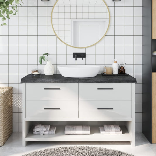vidaXL Bathroom Countertop Dark Grey 140x40x(2-6) cm Treated Solid Wood