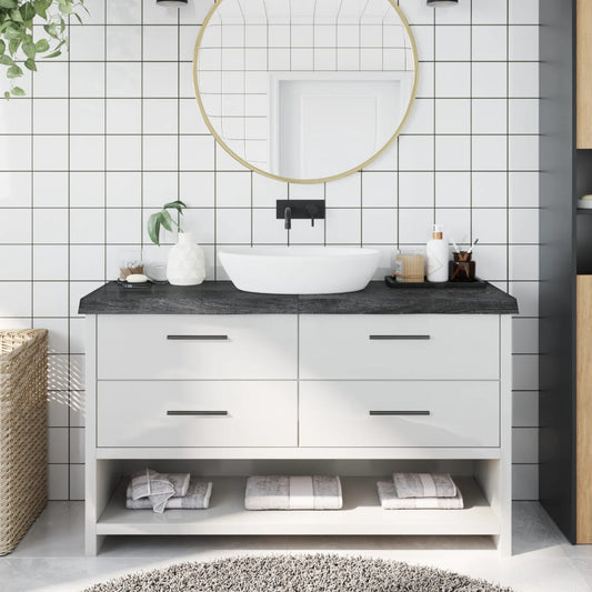 vidaXL Bathroom Countertop Dark Grey 140x50x(2-6) cm Treated Solid Wood