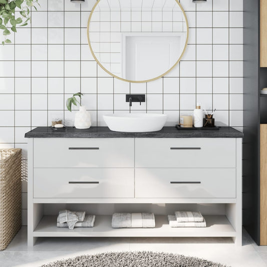vidaXL Bathroom Countertop Dark Grey 160x30x(2-4) cm Treated Solid Wood