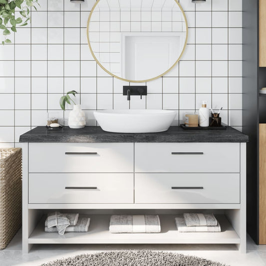 vidaXL Bathroom Countertop Dark Grey 160x60x(2-6) cm Treated Solid Wood