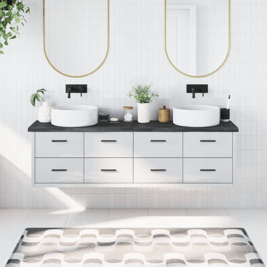 vidaXL Bathroom Countertop Dark Grey 180x30x(2-4) cm Treated Solid Wood