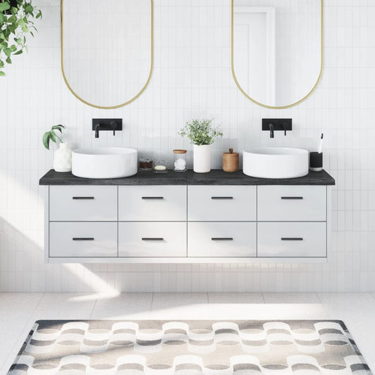 vidaXL Bathroom Countertop Dark Grey 180x40x(2-4) cm Treated Solid Wood