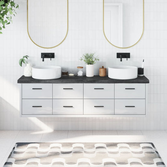vidaXL Bathroom Countertop Dark Grey 180x40x(2-6) cm Treated Solid Wood