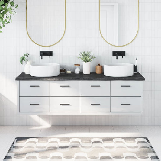 vidaXL Bathroom Countertop Dark Grey 180x50x(2-4) cm Treated Solid Wood