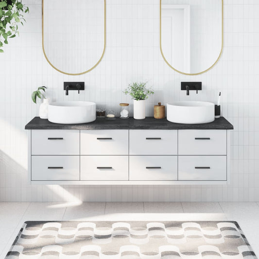 vidaXL Bathroom Countertop Dark Grey 180x60x(2-4) cm Treated Solid Wood