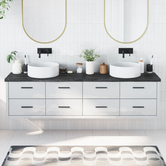 vidaXL Bathroom Countertop Dark Grey 200x30x(2-4) cm Treated Solid Wood