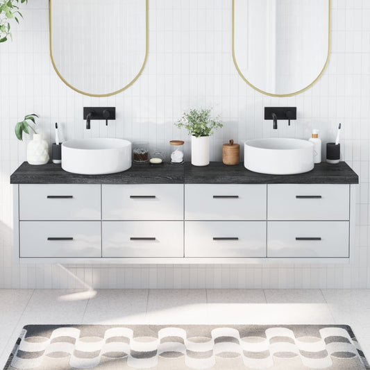 vidaXL Bathroom Countertop Dark Grey 200x40x(2-6) cm Treated Solid Wood
