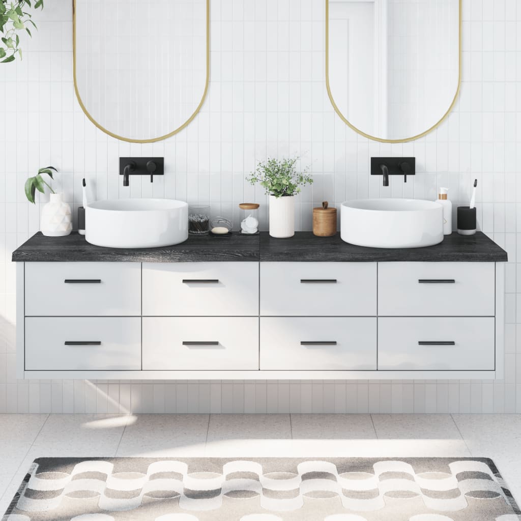 vidaXL Bathroom Countertop Dark Grey 200x60x(2-4) cm Treated Solid Wood