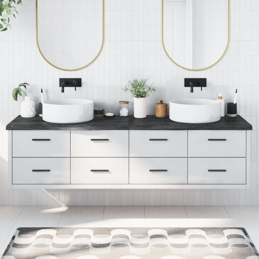vidaXL Bathroom Countertop Dark Grey 200x60x(2-4) cm Treated Solid Wood