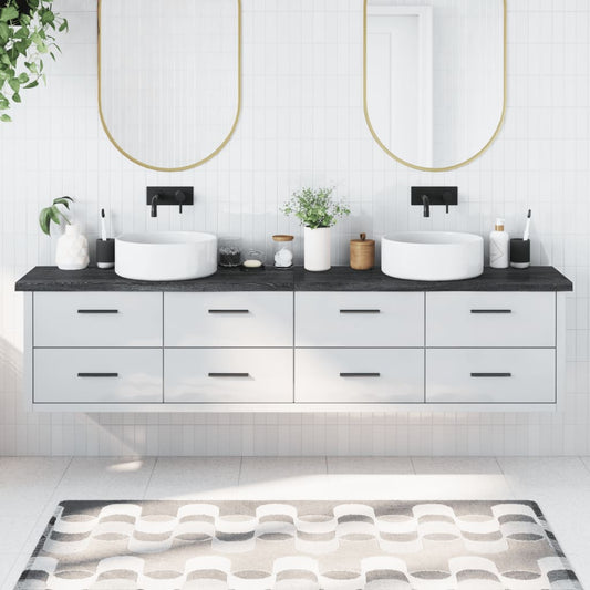 vidaXL Bathroom Countertop Dark Grey 220x30x(2-4) cm Treated Solid Wood