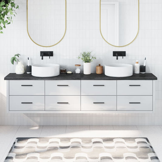 vidaXL Bathroom Countertop Dark Grey 220x40x(2-4) cm Treated Solid Wood