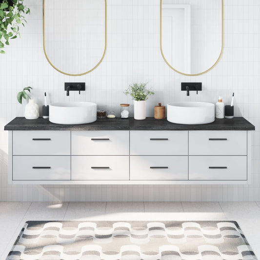 vidaXL Bathroom Countertop Dark Grey 220x50x(2-4) cm Treated Solid Wood