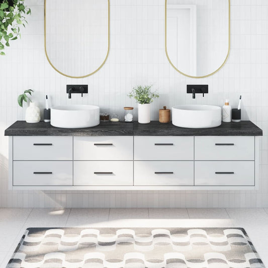 vidaXL Bathroom Countertop Dark Grey 220x50x(2-6) cm Treated Solid Wood