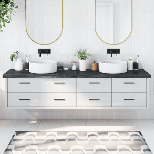vidaXL Bathroom Countertop Dark Grey 220x60x(2-6) cm Treated Solid Wood