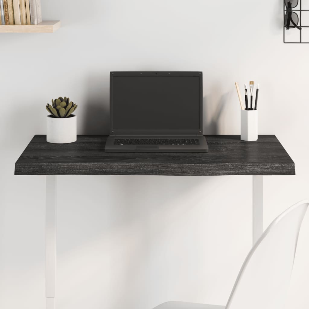 vidaXL Table Top Dark Grey 80x40x(2-4) cm Treated Solid Wood Oak