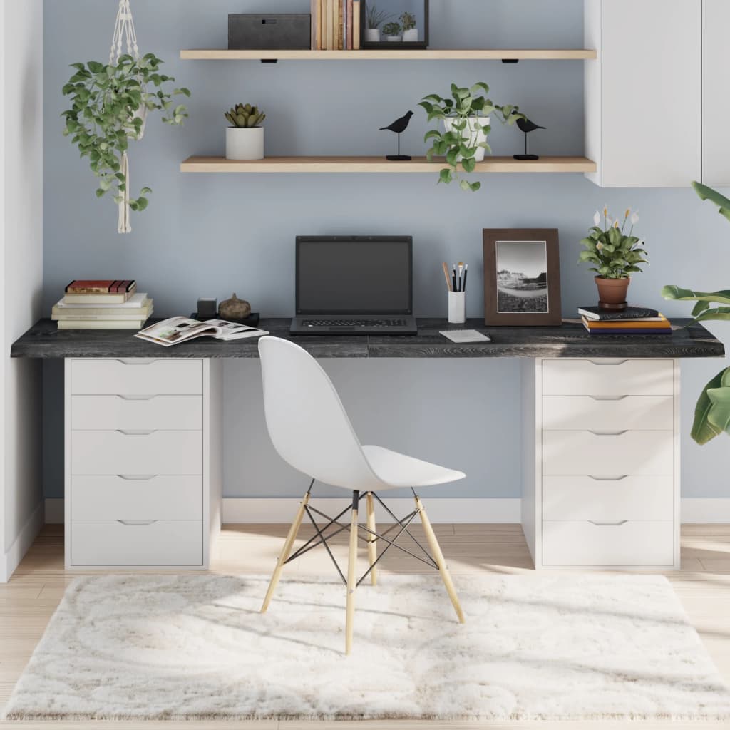 vidaXL Table Top Dark Grey 220x50x(2-4) cm Treated Solid Wood Oak