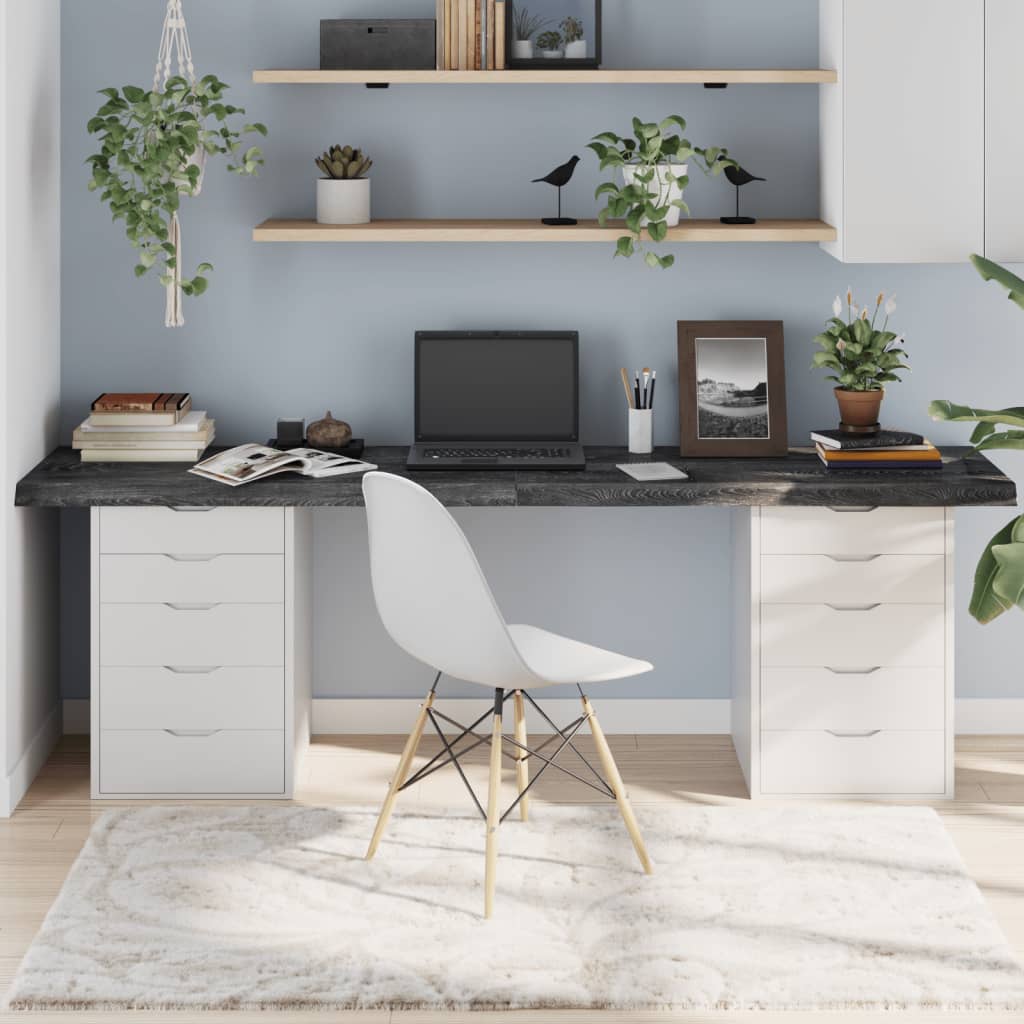 vidaXL Table Top Dark Grey 220x60x(2-6) cm Treated Solid Wood Oak