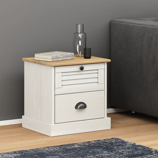 vidaXL Bedside Cabinet VIGO White 42x35x40 cm Solid Wood Pine