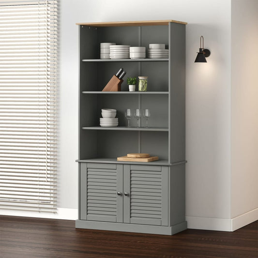 vidaXL Bookcase VIGO Grey 85x35x170 cm Solid Wood Pine