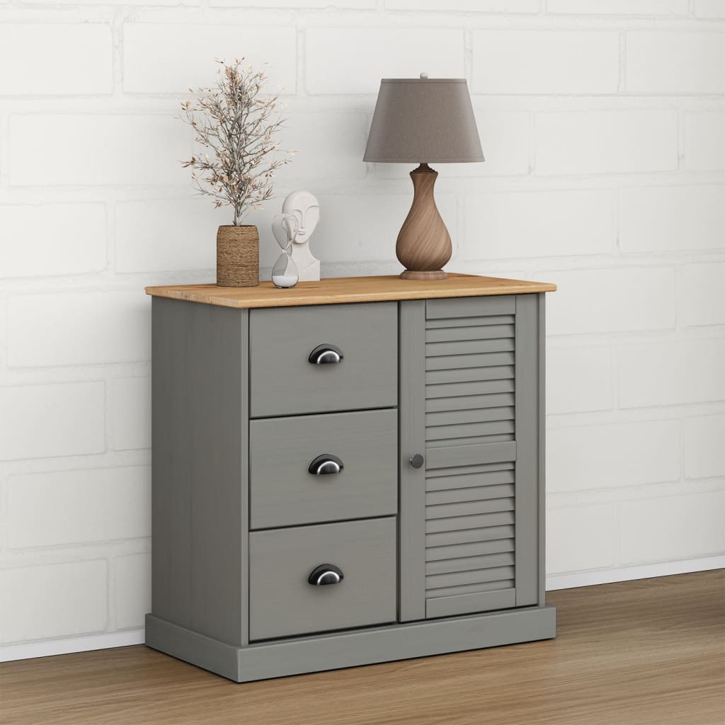 vidaXL Sideboard with Drawers VIGO 78x40x75 cm Grey Solid Wood Pine