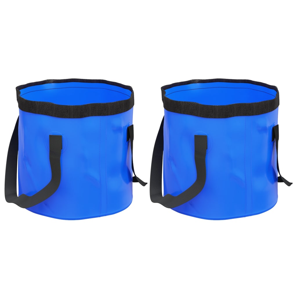 vidaXL Folding Buckets 2 pcs Blue 20 L PVC