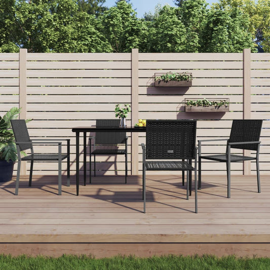 vidaXL 5 Piece Garden Dining Set Poly Rattan and Steel