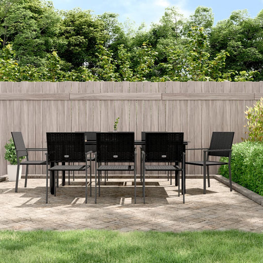 vidaXL 9 Piece Garden Dining Set Poly Rattan and Steel