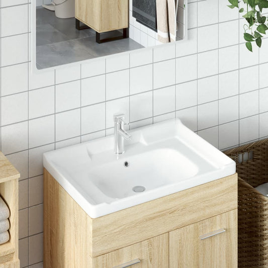 vidaXL Bathroom Sink White 71x48x23 cm Rectangular Ceramic