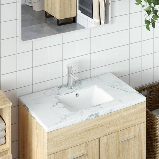 vidaXL Bathroom Sink White 30.5x27x14 cm Rectangular Ceramic