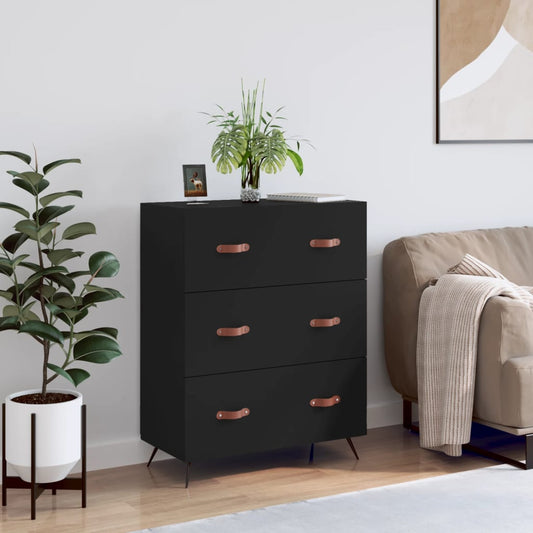 vidaXL Chest of Drawers Black 69.5x34x90 cm Engineered Wood