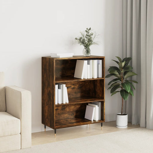 vidaXL Bookcase Smoked Oak 69.5x32.5x90 cm Engineered Wood