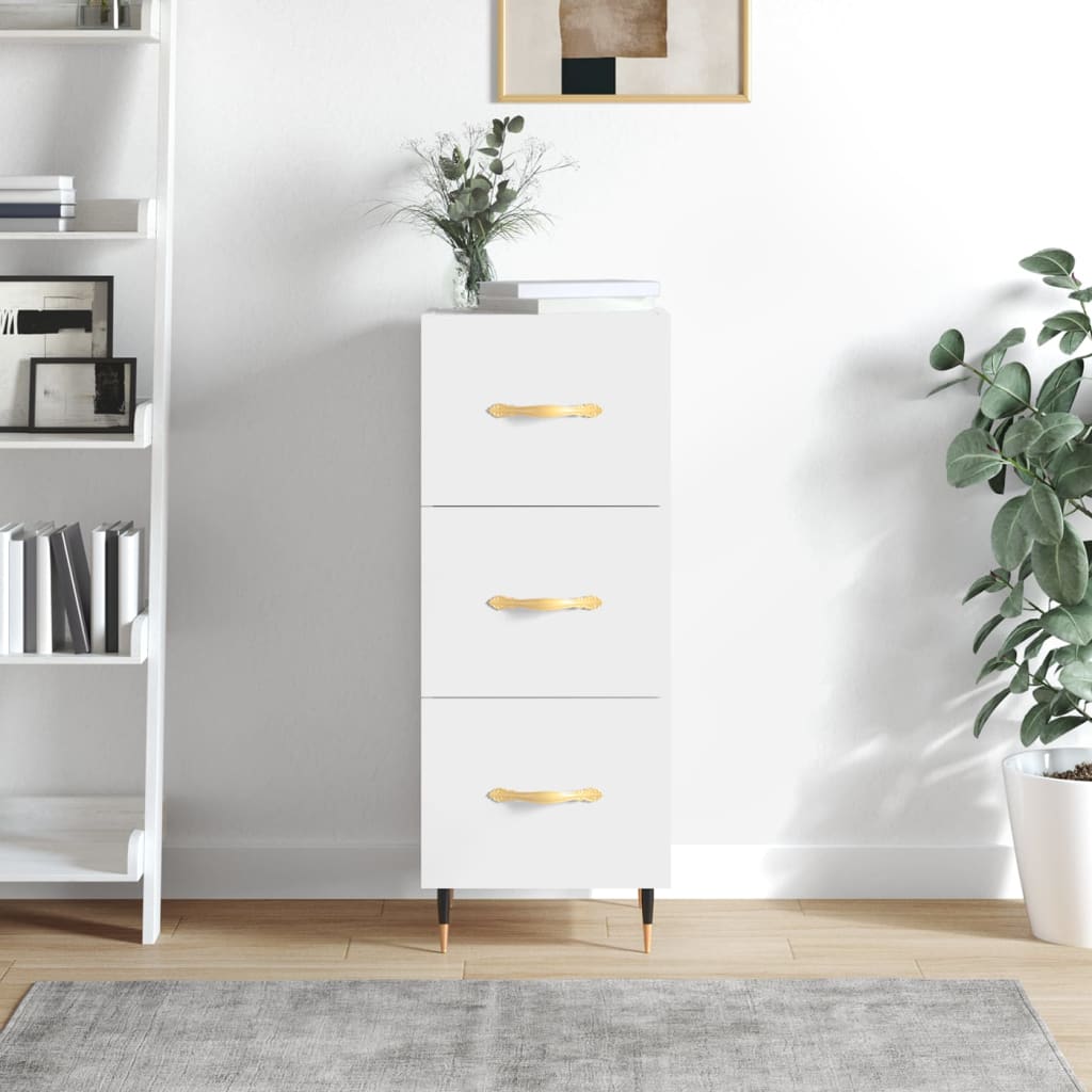 vidaXL Sideboard High Gloss White 34.5x34x90 cm Engineered Wood
