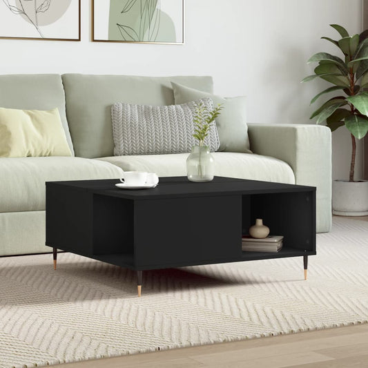 vidaXL Coffee Table Black 80x80x36.5 cm Engineered Wood