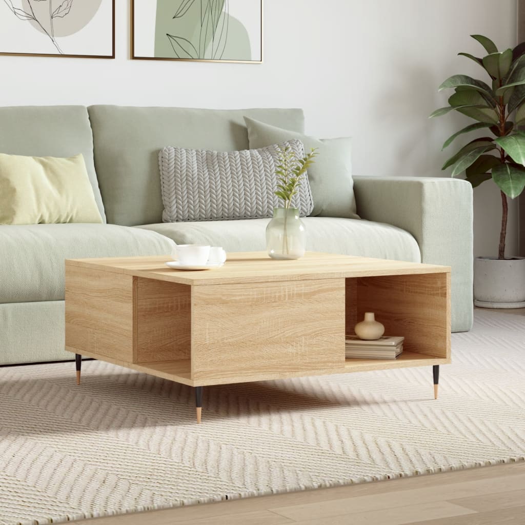 vidaXL Coffee Table Sonoma Oak 80x80x36.5 cm Engineered Wood