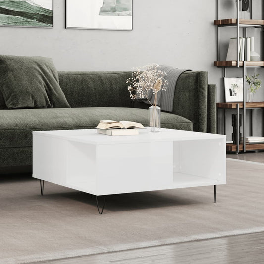 vidaXL Coffee Table High Gloss White 80x80x36.5 cm Engineered Wood
