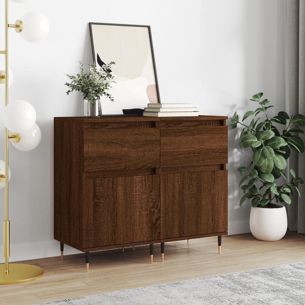 vidaXL Sideboards 2 pcs Brown Oak 40x35x70 cm Engineered Wood