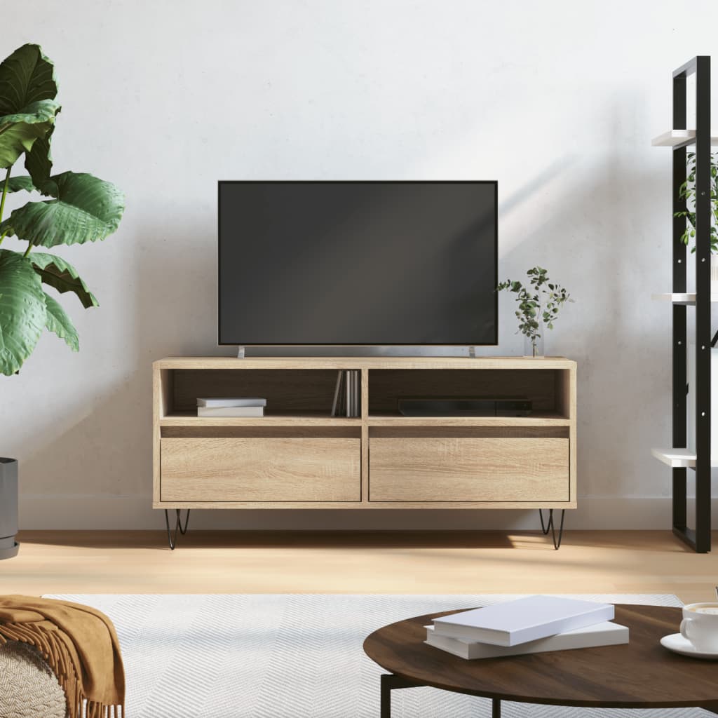 vidaXL TV Cabinet Sonoma Oak 100x34.5x44.5 cm Engineered Wood
