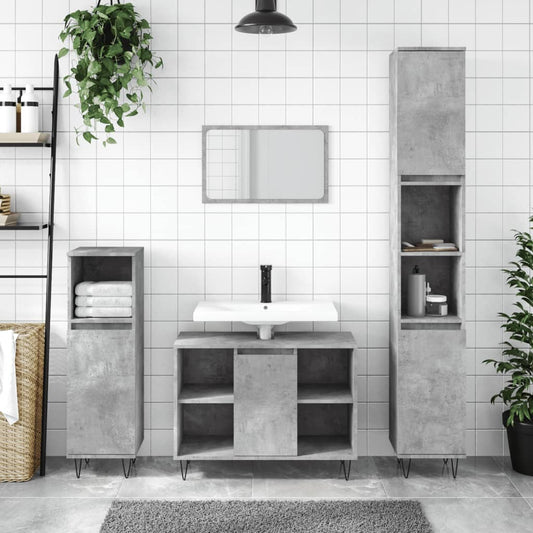 vidaXL Bathroom Cabinet Concrete Grey 30x30x100 cm Engineered Wood