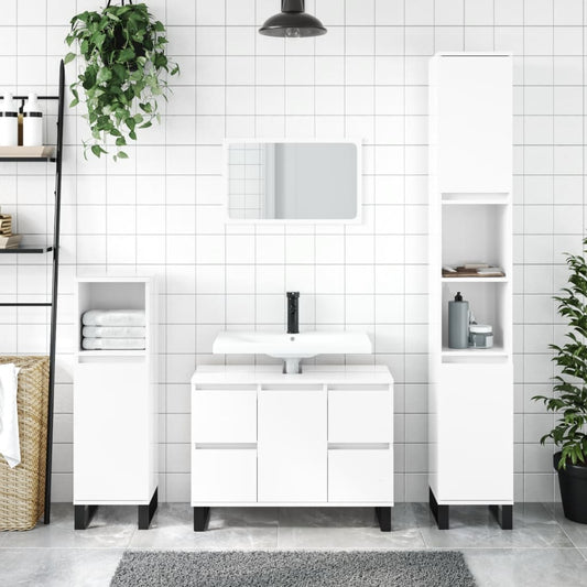 vidaXL Bathroom Cabinet High Gloss White 30x30x100 cm Engineered Wood