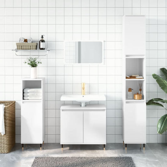 vidaXL Bathroom Cabinet High Gloss White 58x33x60 cm Engineered Wood