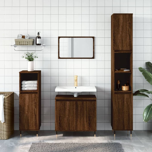 vidaXL Bathroom Cabinet Brown Oak 58x33x60 cm Engineered Wood