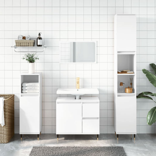 vidaXL Bathroom Cabinet High Gloss White 65x33x60 cm Engineered Wood
