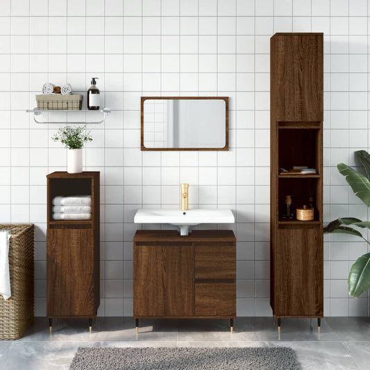 vidaXL Bathroom Cabinet Brown Oak 65x33x60 cm Engineered Wood