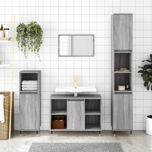 vidaXL Bathroom Cabinet Grey Sonoma 80x33x60 cm Engineered Wood