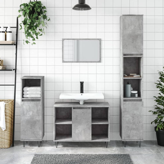 vidaXL Bathroom Cabinet Concrete Grey 80x33x60 cm Engineered Wood